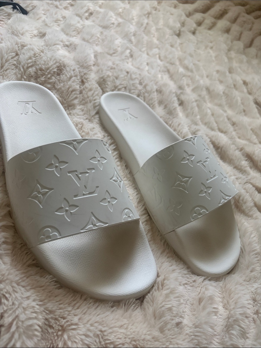Louis Vuitton White Monogram Slide Sandals